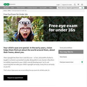 Free Eye Examinations for All Kids Under 16 @ Specsavers
