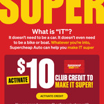 Free $10 Club Credit (SCA Membership Required, No Min. Spend) @ Supercheap Auto
