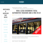 [Whitianga] Win a $250 Overdrive Total Automotive voucher and a free Warrant of Fitness check @ Whitianga & Mercury Bay News