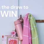 Win Strawberry Matcha Turkish Towel, Holiday Tote Bag, Frank Green Drink Bottle, and Flower Clip from Treat and Co