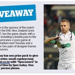 Win a Double Pass to Hurricanes V Lions Game + 2 Designers Frames from The Dominion Post