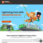 Unlimited Texts/Calls (AU/NZ) & Data (10Mbps $40/m, 50Mbps $50/m, Uncapped $80/m) + First 3 Months 50% off @ Mighty Mobile