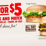 Crispy Chicken & Double Cheeseburger or Mix & Match 2 for $5 @ Burger King