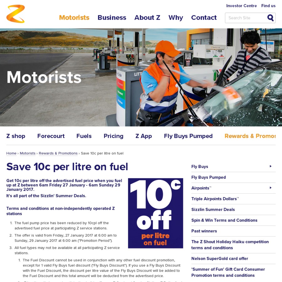 10c/Litre off Fuel Z Energy (No Min Spend) [Friday January 27