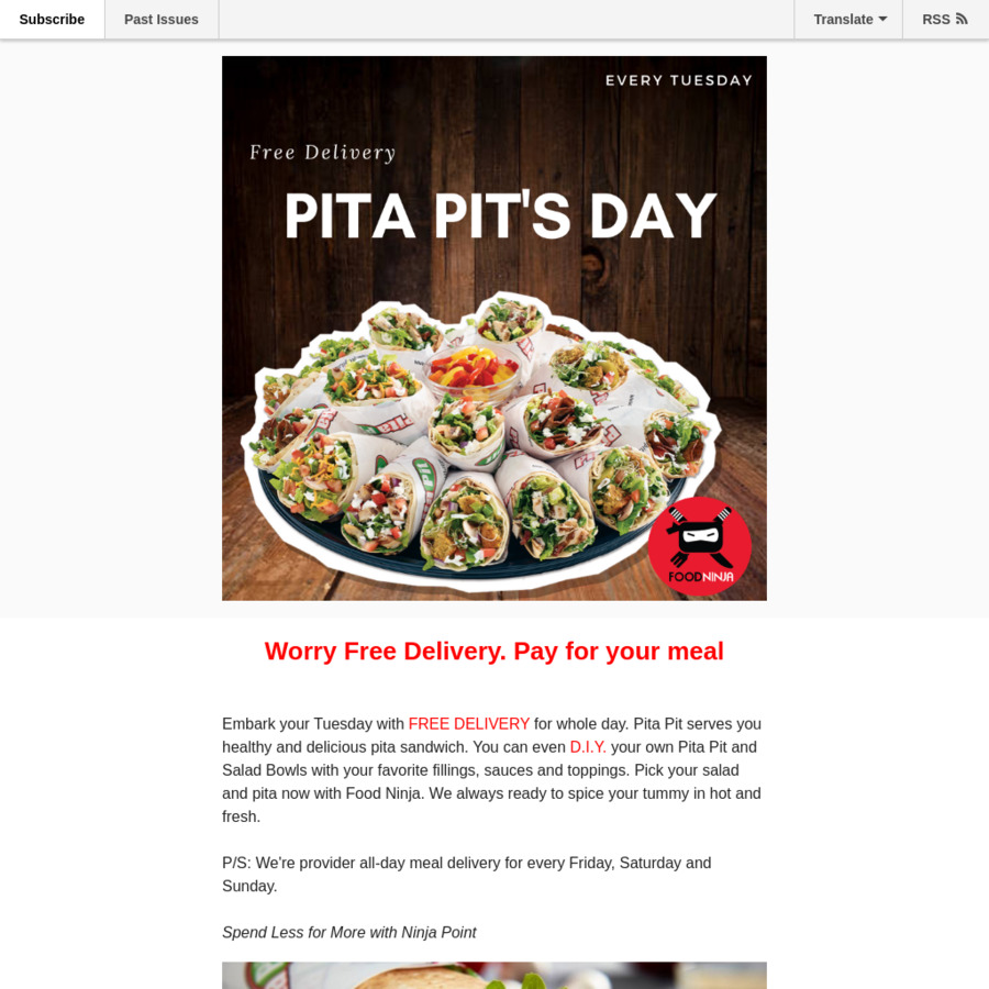 Free Delivery At Pita Pit S Tuesdays With Food Ninja Wellington Choicecheapies