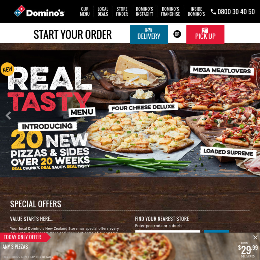 Any 3 Pizzas Delivered for 24 (Gourmet Pizzas+3) Dominos