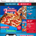 $3 Large Pepperoni Pizza (Maximum 1 Per Order) @ Domino's App (Pickup Only)