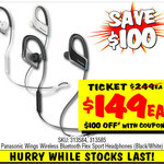 $149 Panasonic Wings Wireless Bluetooth Flex Sport Headphones ($100 off) @ JB Hi-Fi [in-Store Only]