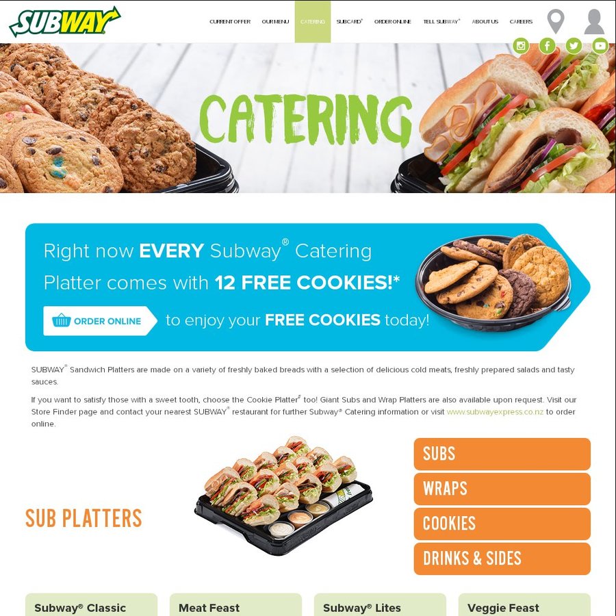 12 Free Cookies with Platter Purchase Subway ChoiceCheapies
