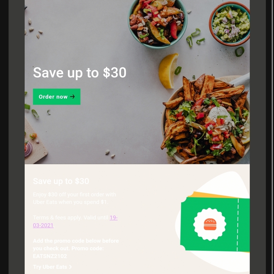 UberEATS First Time Users - $20 off $1 Spend - ChoiceCheapies