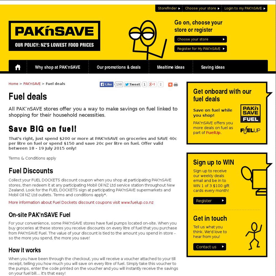 PAK'nSAVE Save 40c/Litre on Fuel with 200 Spend or 20c/Litre with