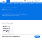 2.5% Reno Loan, Fixed for 3 Years ($3,000 - $50,000, Min. 20% Equity Owner/Occupied Prop., 30% Res. Investment Prop) @ ANZ Bank