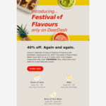 40% Off (Max $10) with $15+ Spend from Eligible Merchants @ DoorDash (Wellington & Christchurch)