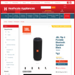 JBL Flip 4 Portable Bluetooth Speaker Black $97 @ Heathcote Applicances
