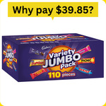 Cadbury Variety Jumbo Pack (1.56kg/110 Pieces, Best Before: 28/05/23) $15.99 + Shipping @ Reduced to Clear