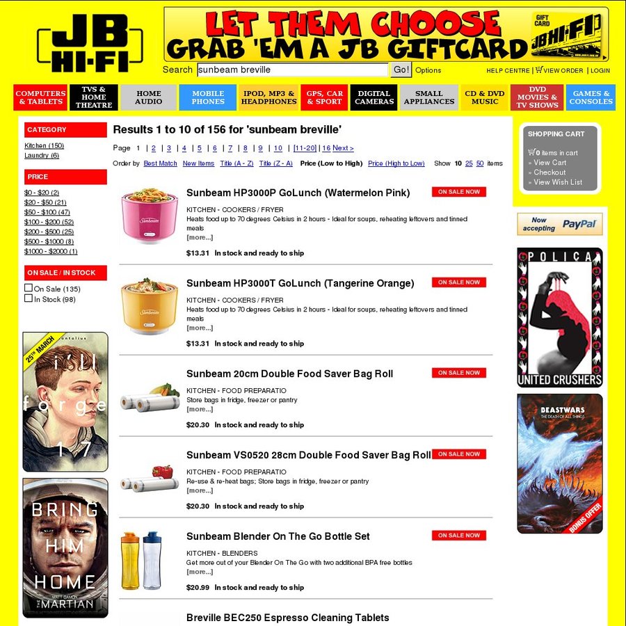 30 off Sunbeam & Breville Sunbeam GoLunch 13.31 + More JB HiFi ChoiceCheapies