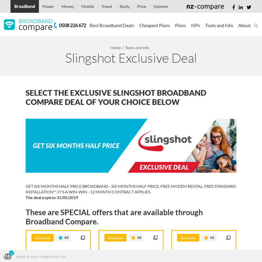 Six Months HalfPrice Broadband Exclusive Deal (from 84.95/Month