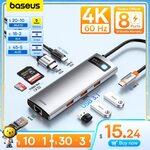Baseus 6-in-1 Type C Hub, 4K@60Hz HDMI, USB 3.0, 1Gb Ethernet Port, 100W PD US$18.10 (~NZ$29.93 Delivered) @ BASEUS, AliExpress