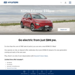 Hyundai Kona EV, $99/Week, 48 Month Term, No Interest @ Hyundai