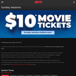 $10 (+ Fees) Movie Tickets for Sunday Sessions before 12:01pm (Excludes Lux, Added Surcharge for Xscreen, DBOX) @ Hoyts