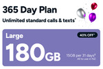 40% off Kogan Mobile 365 Day SIM Plans (Large $198, Extra Large $294) @ Kogan