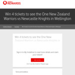 Win 1 of 25 Prizes of Four Tickets to Warriors vs Newcastle Knights (Wellington, March 3) @ Vodafone Rewards (Customers Only)