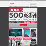 500 Qantas Frequent Flyer Points at Kogan with Selected $1+ Purchases