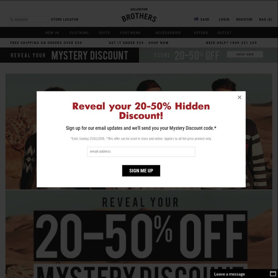 Hallensteins Mystery Codes 20 50 Off ChoiceCheapies