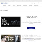 10% Cashback (Prepaid VISA Card) on Any Olympus Order over $1000