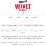 Free Burgers at Velvet Burger Federal Lane