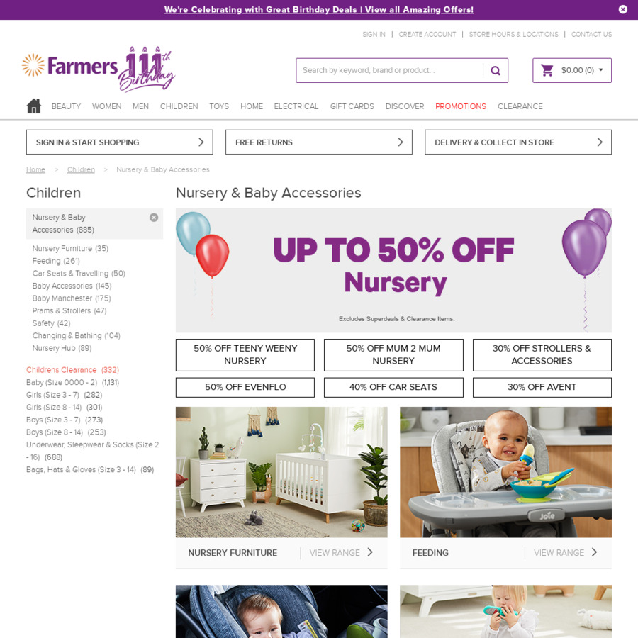 Nursery Sale up to 50 off (Excludes Superdeals, Clearance) Farmers