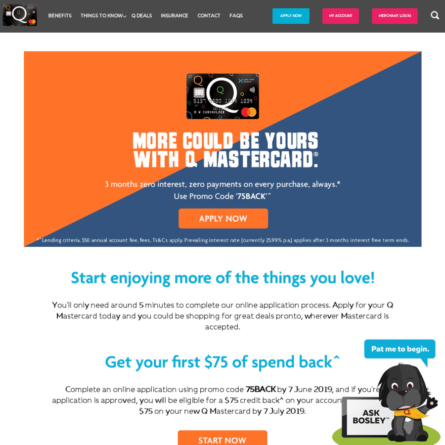 Get Your First 75 of Spend Back with Q Mastercard (50 Annual Fee