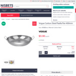 Vogue 40cm Carbon Steel Paella Pan $4.48 + $8.00 Shipping (91% off) @ Nisbets