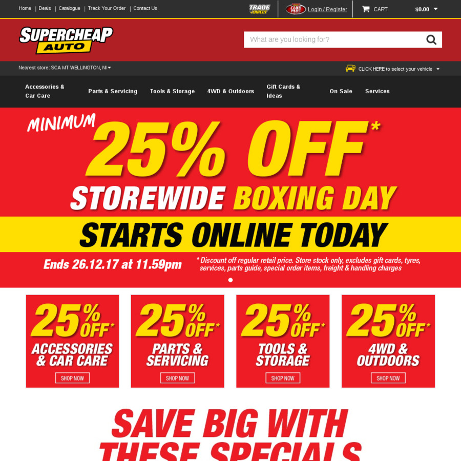 25% off Storewide Boxing Day Sale @ Supercheap Auto - ChoiceCheapies