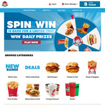 Daily Spin to Win: 5pc Nugget + Fries, 3pc Chicken Strips + Fries, 1/4LB Classic & More ($10 Min. Spend to Redeem) @ Wendy's App