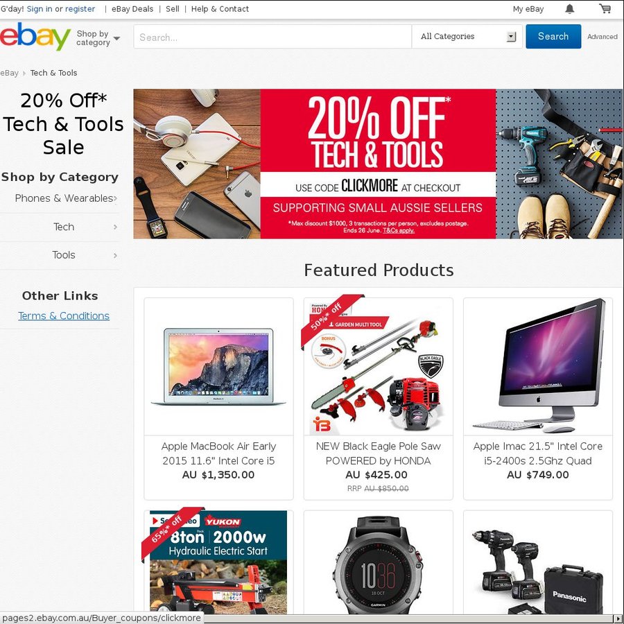 20% off at Selected Tech & Tools eBay Stores - Ausluck, KG Electronic ...
