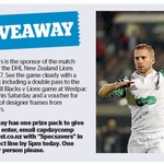 Win a Double Pass to All Blacks V Lions Game + Voucher for Two Pairs of Designer Frames from The Dominion Post