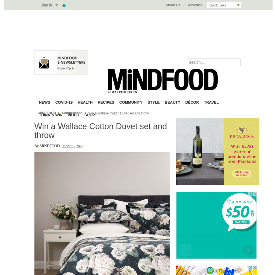 Win a Wallace Cotton Duvet Set and Throw (Worth 302) from Mindfood