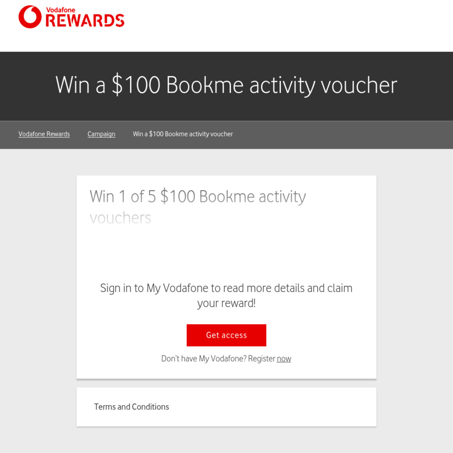 Win 1 of 5 100 Bookme activity vouchers Vodafone Rewards (Customers