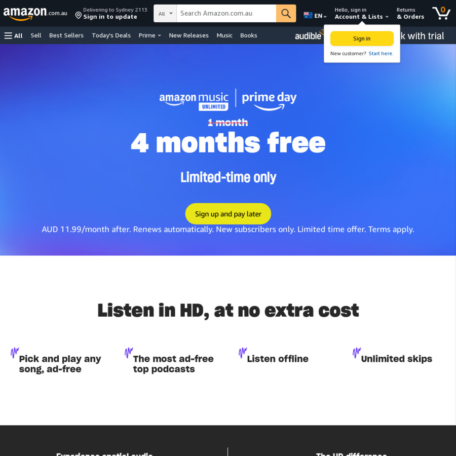 Free - 3 Months Amazon Music Unlimited (New Customers, $14.53/Month ...