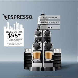 $95 Coffee Credit or $50 Cashback (Most 