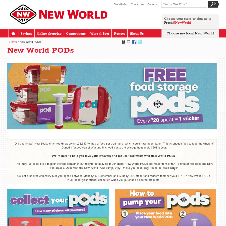 Free Storage Pods with Sticker Collection New World ChoiceCheapies