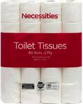 Necessities Brand Toilet Tissue 2 Ply 40 Pack White $9.00 (Limit of x5 units per order) @ The Warehouse