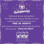 Free JR. Frosty When You Go to Store in Halloween Costume and Say “Trick or Treat” to Server @ Wendy's (Instore/ Drive-Thru)