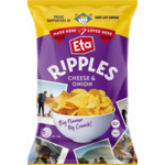 Eta Ripples Chips 140-150g 5 for $5 (Club Card Required, Limit 2 Sets Assorted) @ New World (South Island)