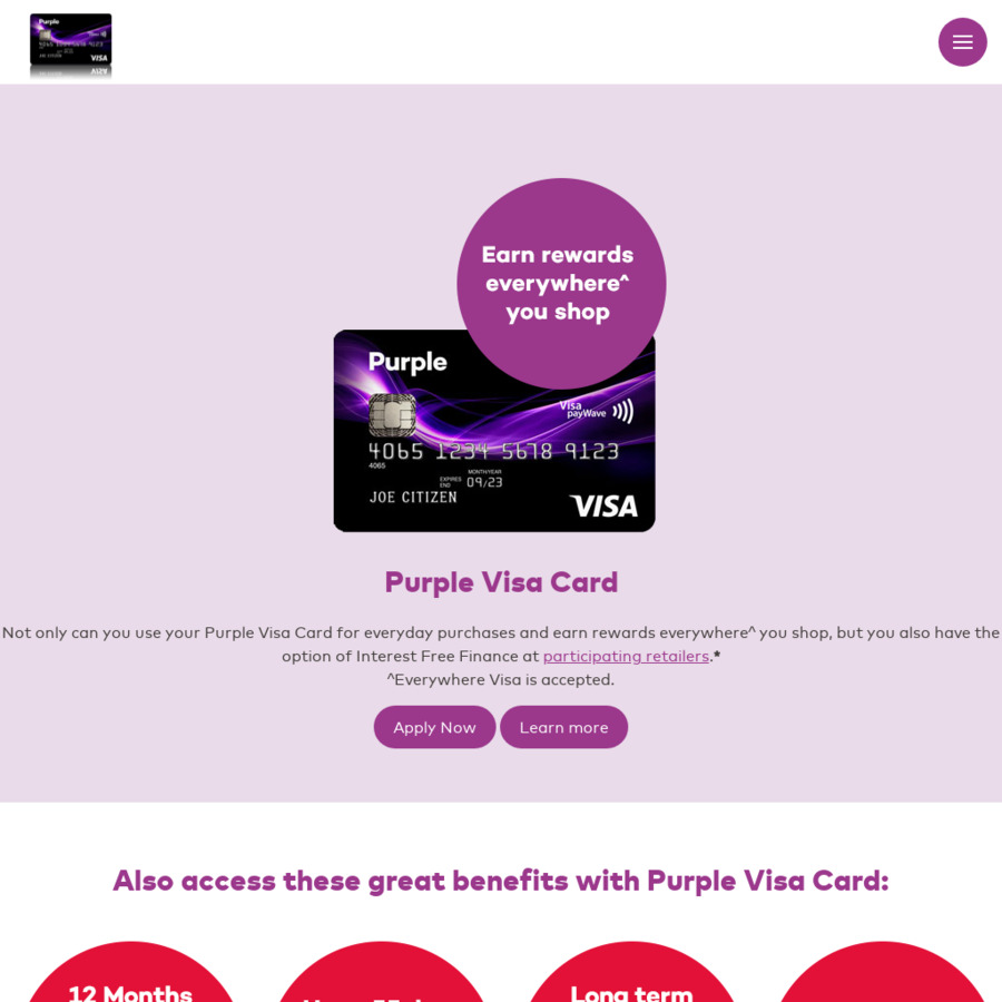 Purple Visa Card 55 Establishment Fee Waiver + 20 Bonus Purple