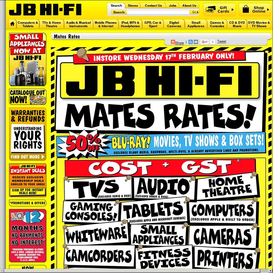 JB HiFi Mates Rates Cost + Gst on Huge Range 50 off BluRay