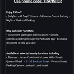 [Wellington] 25% off Parking at Participating Locations @ ParkMate