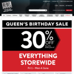 30% off Everything Storewide, 40% off New Balance at Rebel Sport