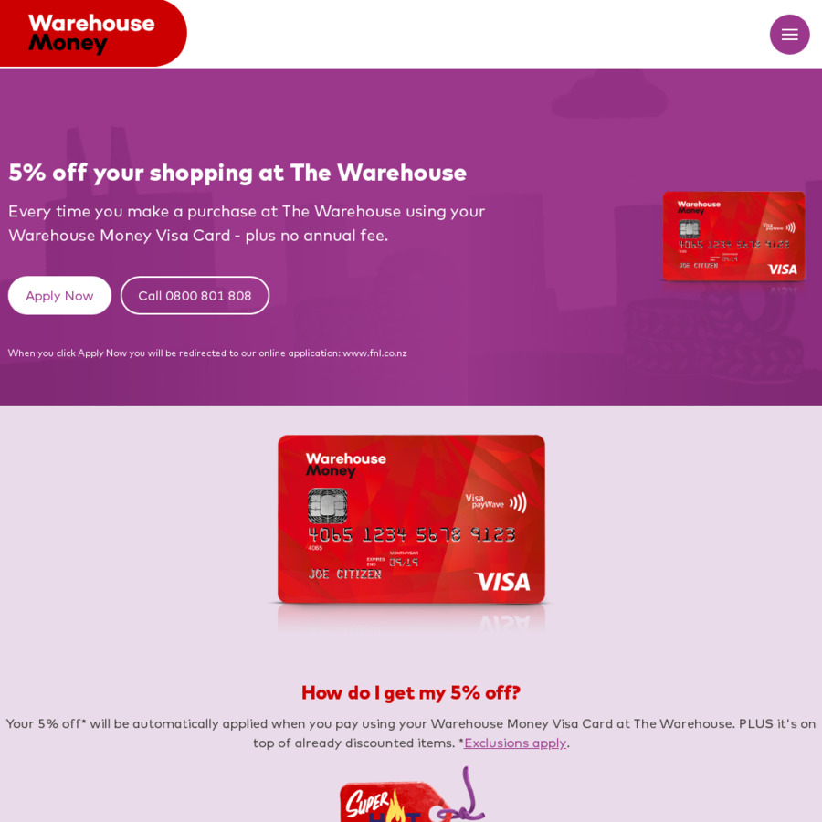 Warehouse Money Credit Card Now 0 Annual Fee + 5 off Warehouse